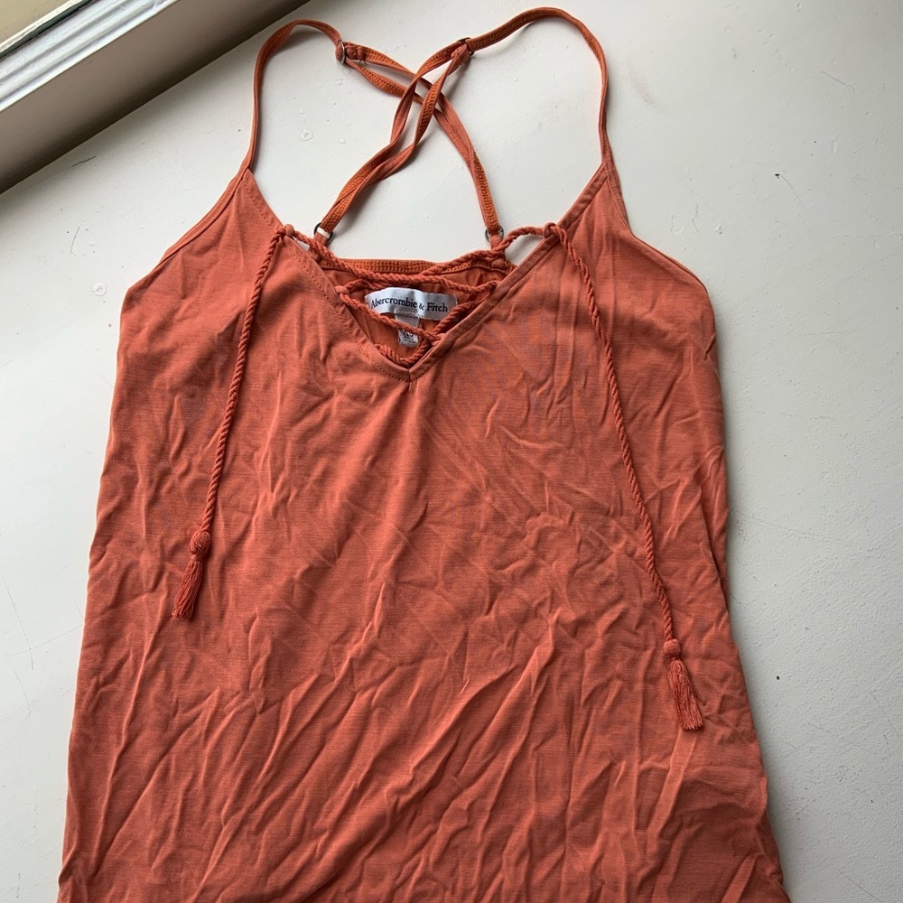 Abercrombie rust orange lace up tank top